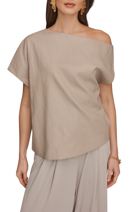 One-Shoulder Faux Leather Top