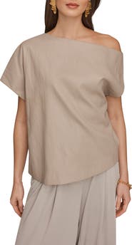 Donna Karan New York One-Shoulder Faux Leather Top