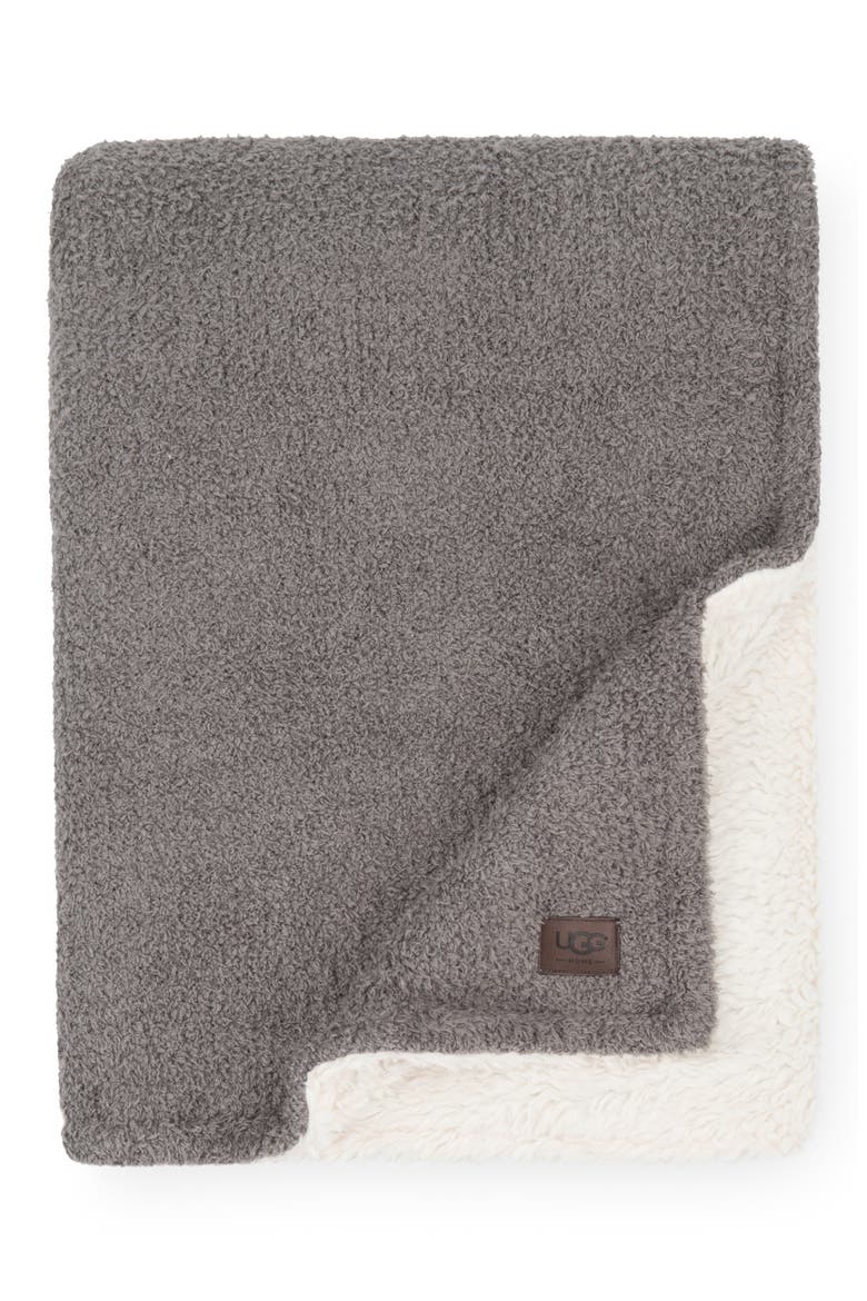 Ana Faux Shearling Throw, Main, color, CHARCOAL