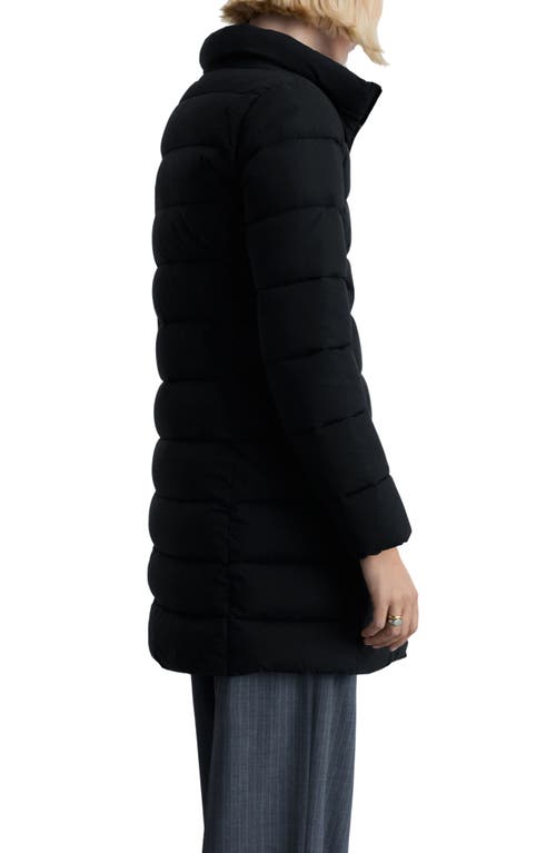 Mango Water Repellent Quilted Coat With Removable Hood In Black