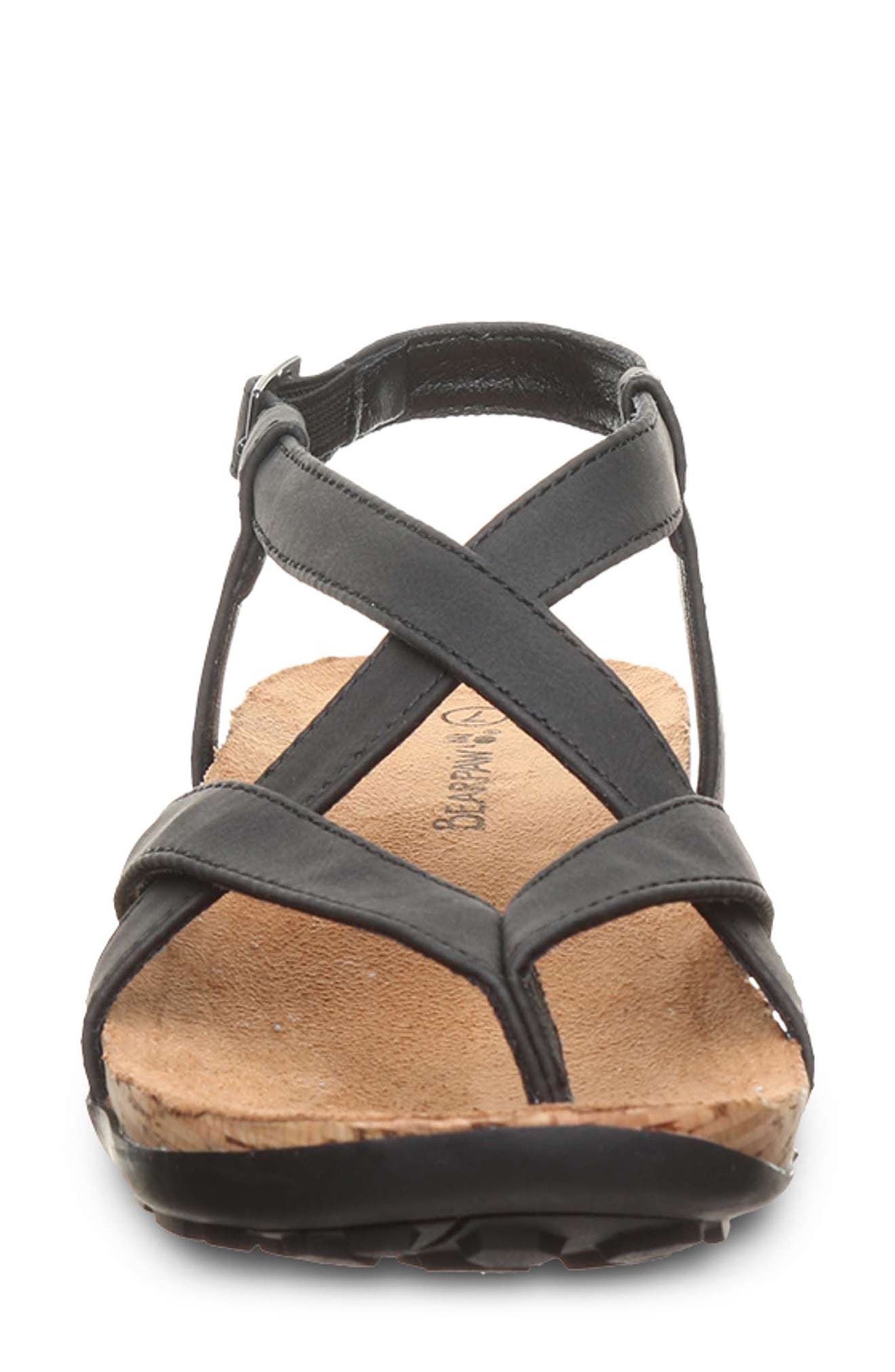 BEARPAW <p>Casita Faux Leather Sandal (Women)</p>, Alternate, color, Black
