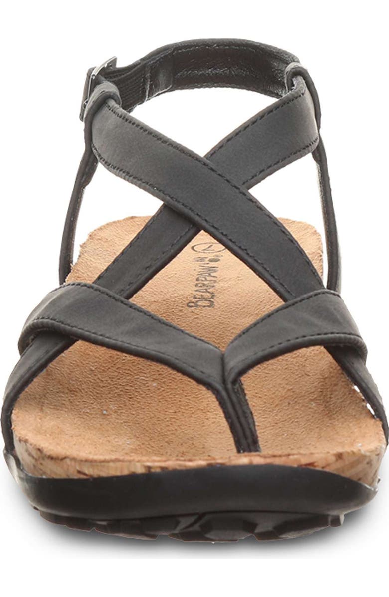 BEARPAW <p>Casita Faux Leather Sandal (Women)</p>, Alternate, color, Black