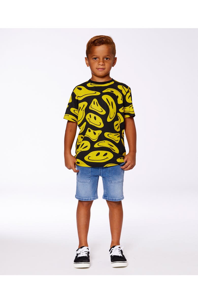 Deux par Deux Boy's Printed Organic Cotton Tee Black And Yellow Smile, Alternate, color, Black And Yellow Smile