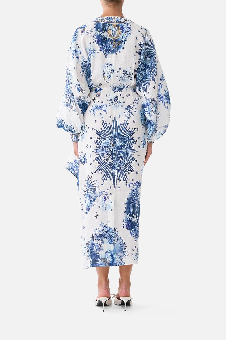 Wrap Midi Dress, Alternate, color, The Porcelain Parlour