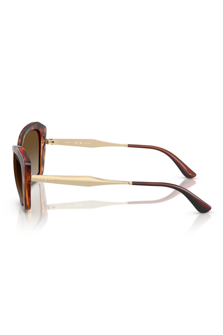 56mm Polarized Gradient Cat Eye Sunglasses, Alternate, color, DARK HAVANA