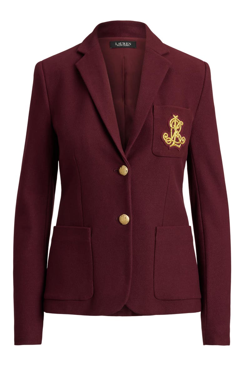 Stretch Cotton Piquè Blazer, Alternate, color, RED