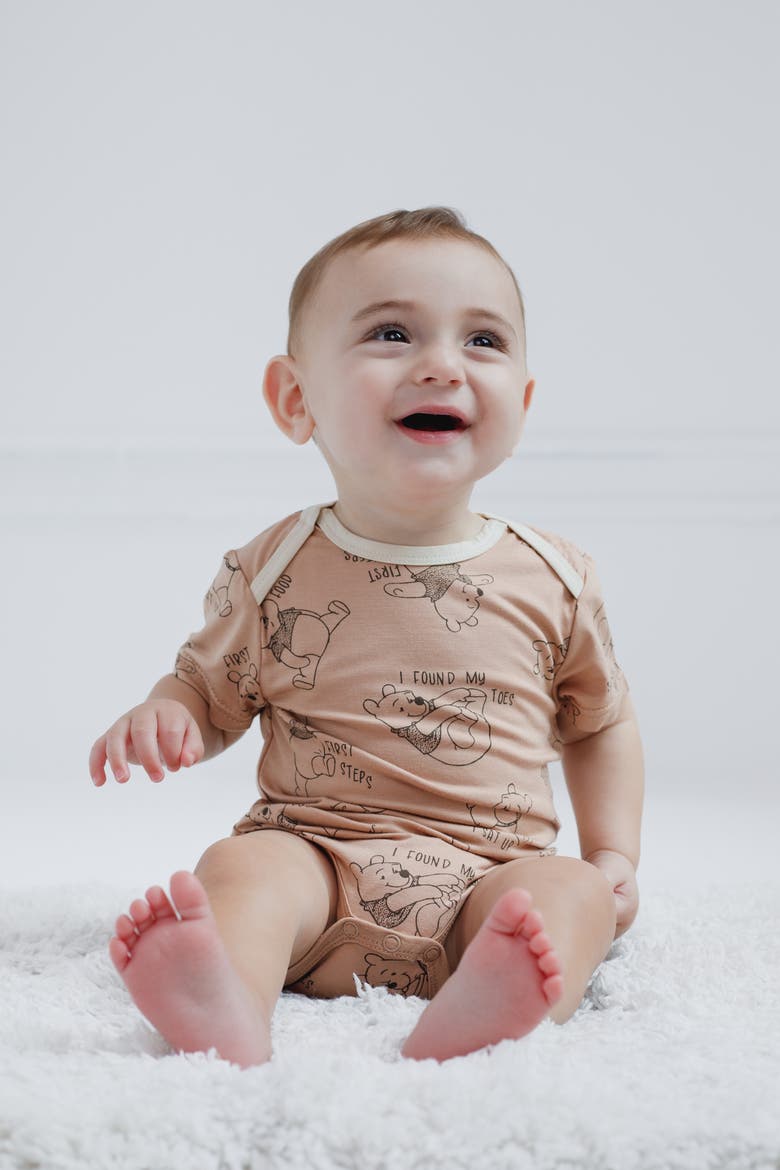 Winnie the Pooh One Piece Bodysuit Set, Alternate, color, Winnie the Pooh Brown