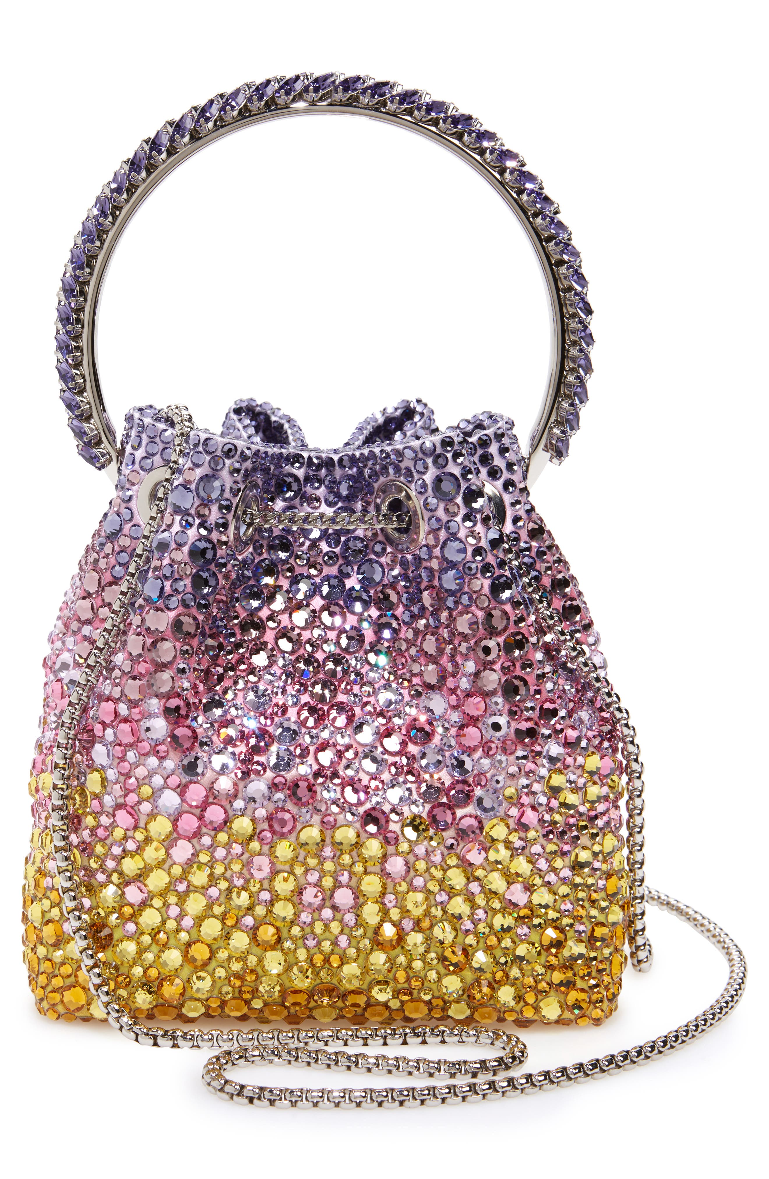Bon Bon Crystal Embellished Top Handle Pouch, Alternate, color, SUNSET