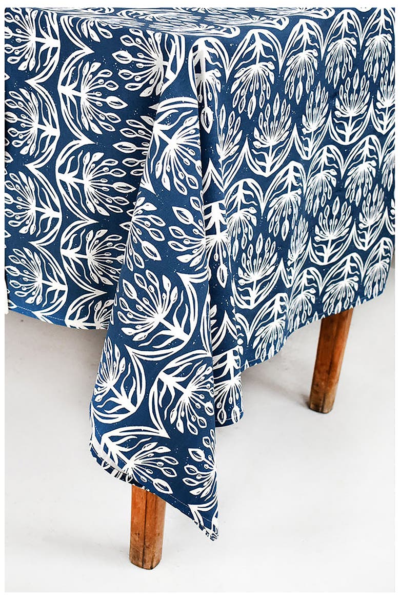 Botanical Tablecloth, Alternate, color, INDIGO