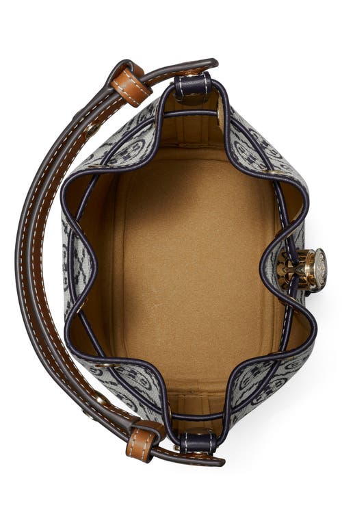 Tory Burch Mini T Monogram Jacquard Bucket Bag In Tory Navy