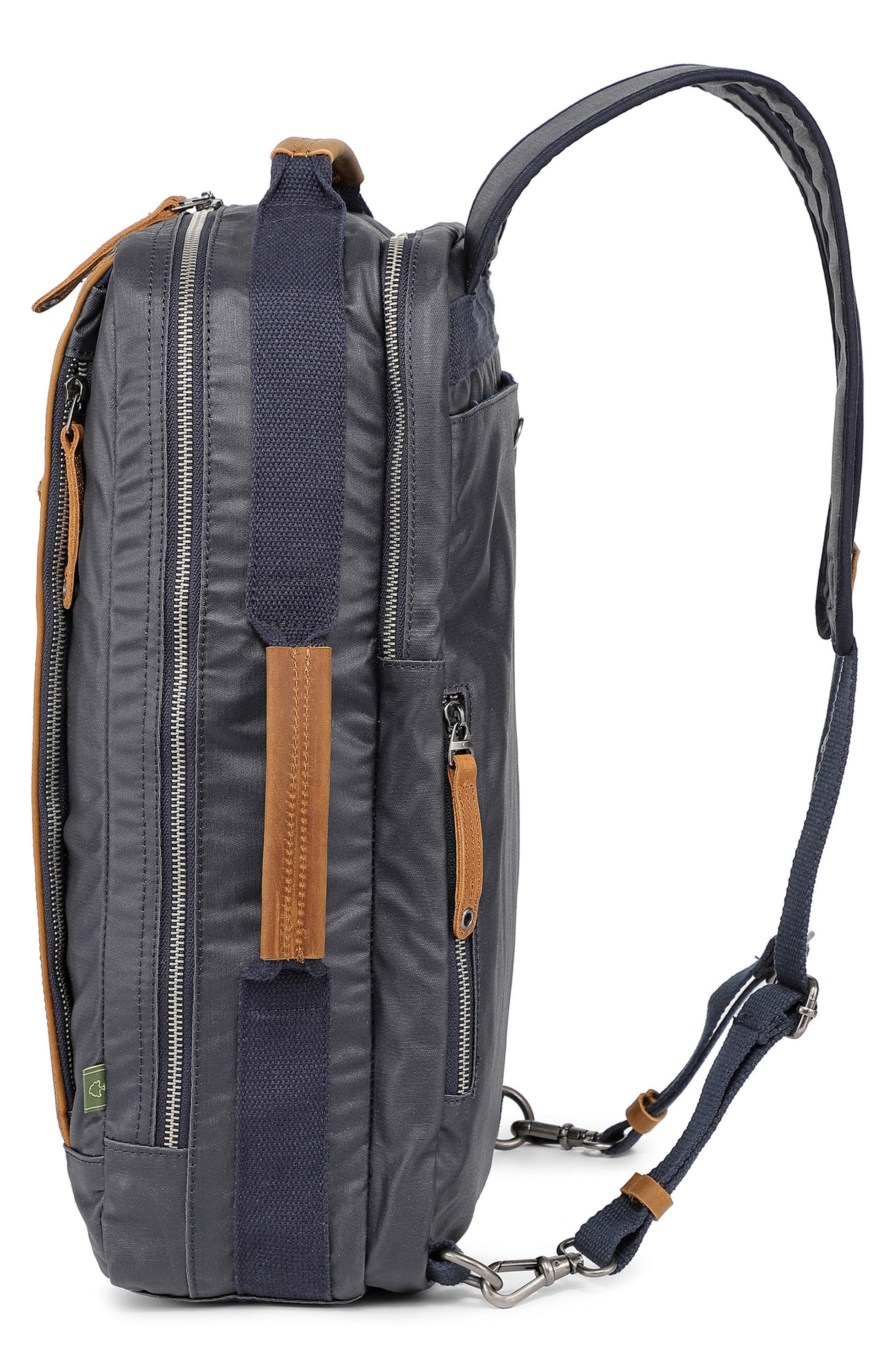 Madrone Coated Cotton & Leather Backpack, Alternate, color, NAVY