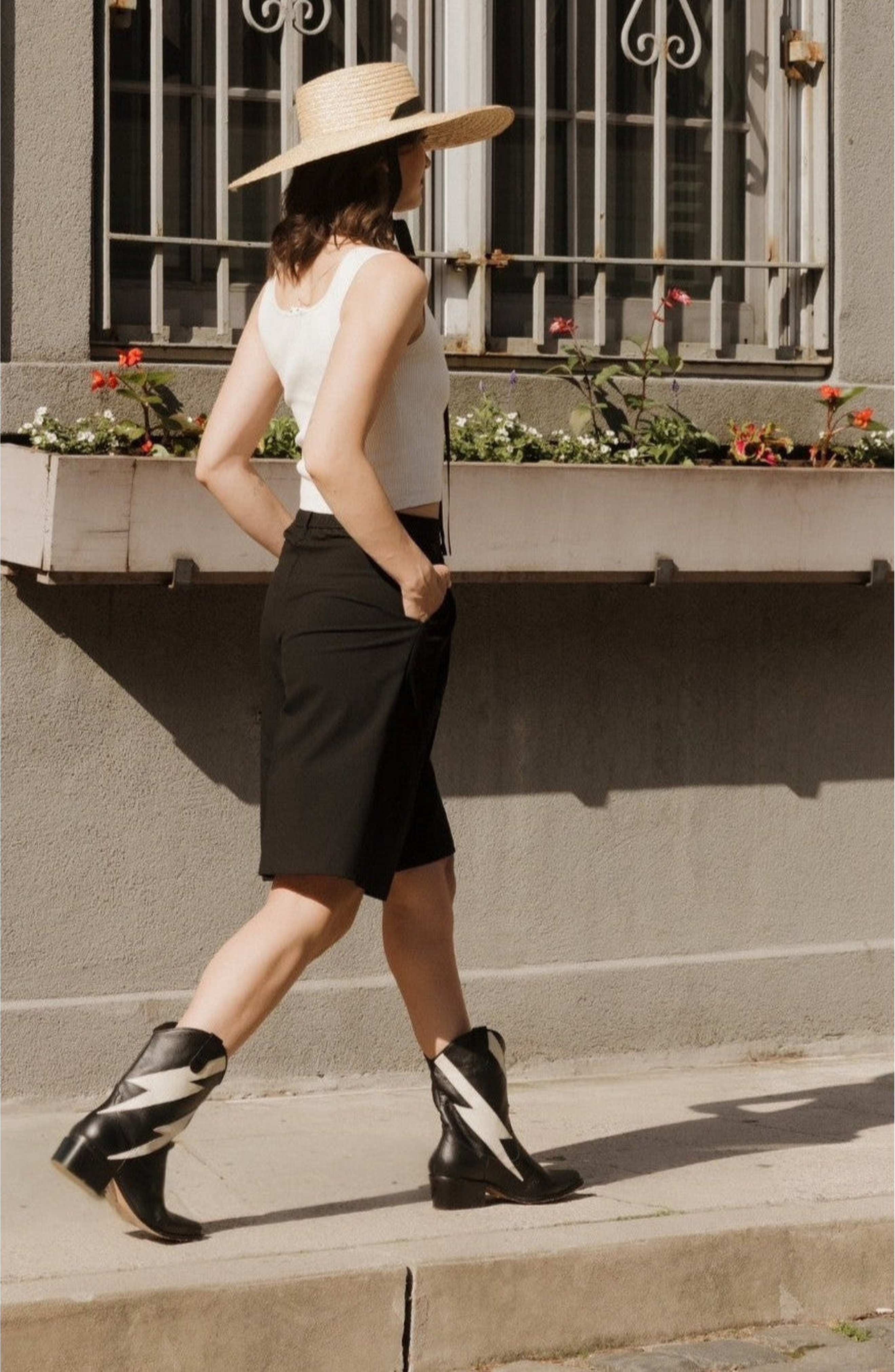 STIVALI NEW YORK Idol Western Cowboy Boots, Alternate, color, Black / Off-White