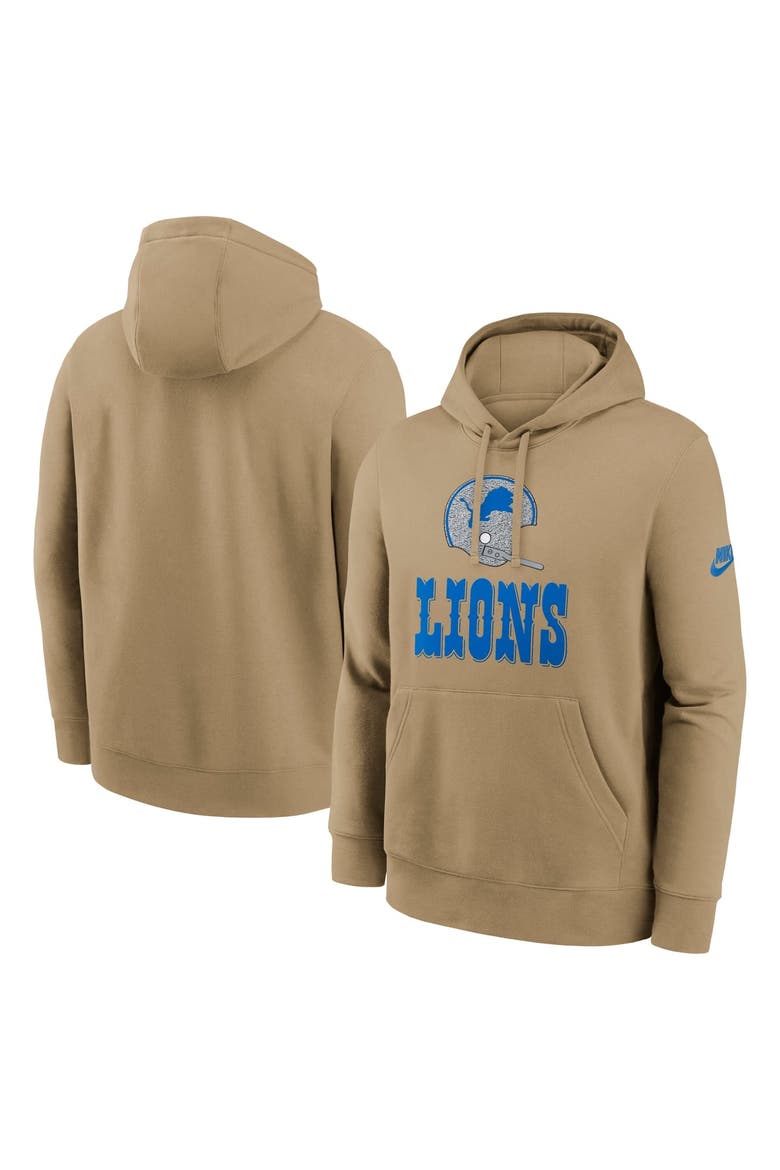 Men's Nike Tan Detroit Lions Best Season Rewind Club Pullover Hoodie, Main, color, Tan