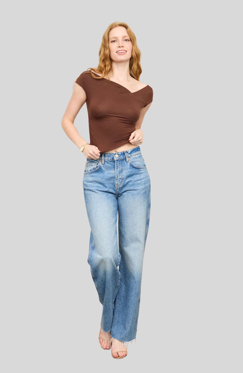 Blu Pepper Asymmetrical Top, Alternate, color, Chocolate
