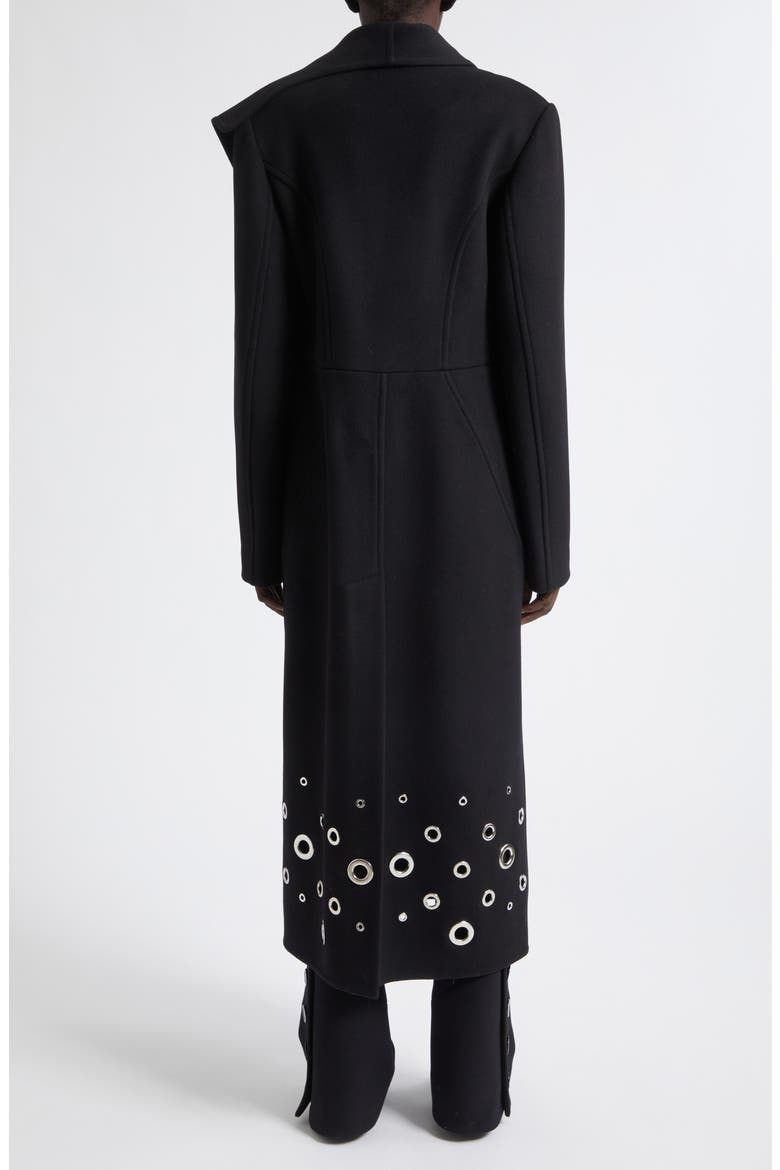 Alix Grommet Eyelet Wool Melton Coat, Alternate, color, BLACK