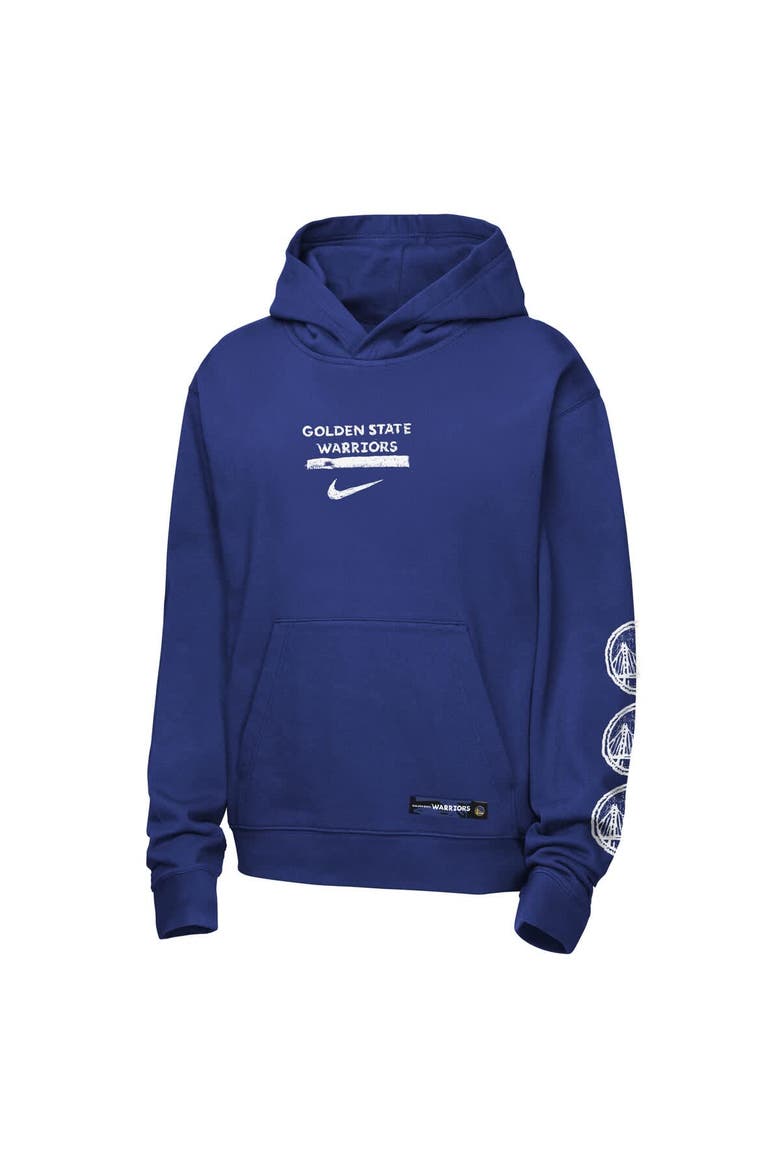 Youth Nike Royal Golden State Warriors Courtside Club Premiere Hoodie, Alternate, color, Royal