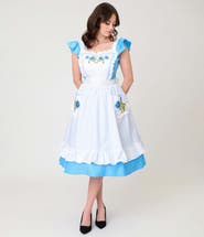 Unique Vintage 1950s Ruffled Apron Swing Dress