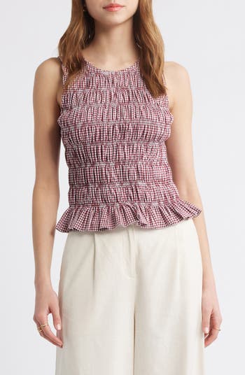 Faithfull the Brand Heidi Gingham Shirred Cotton Top | Nordstrom