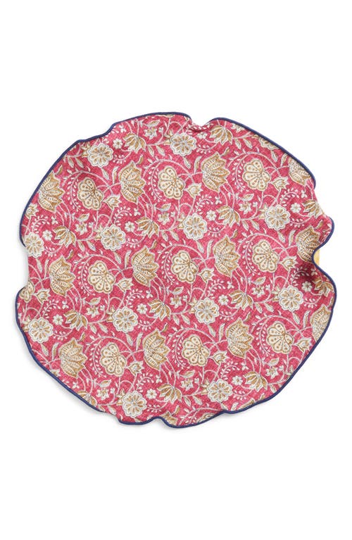 Edward Armah Floral & Neat Reversible Silk Pocket Circle In Magenta
