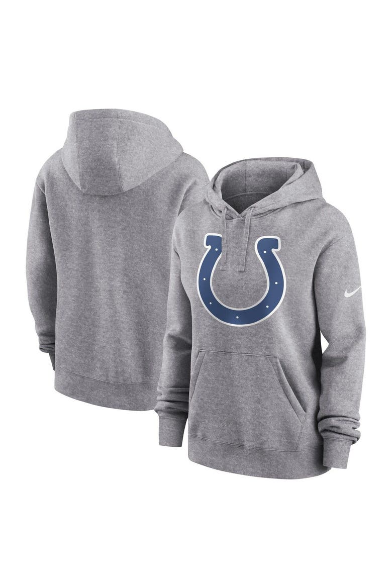 Women's Nike Heather Gray Indianapolis Colts Team Logo Club Fleece Pullover Hoodie, Main, color, Heather Gray