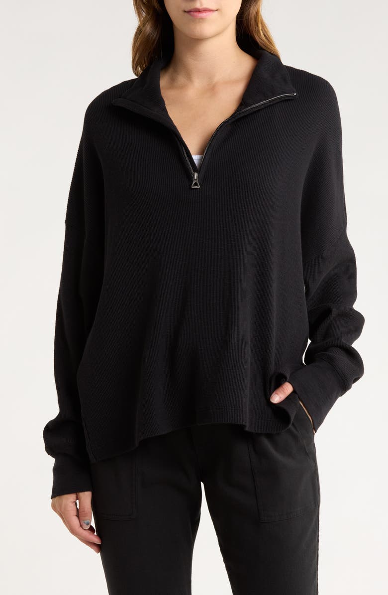 James Perse Half Zip Pullover, Main, color, Black