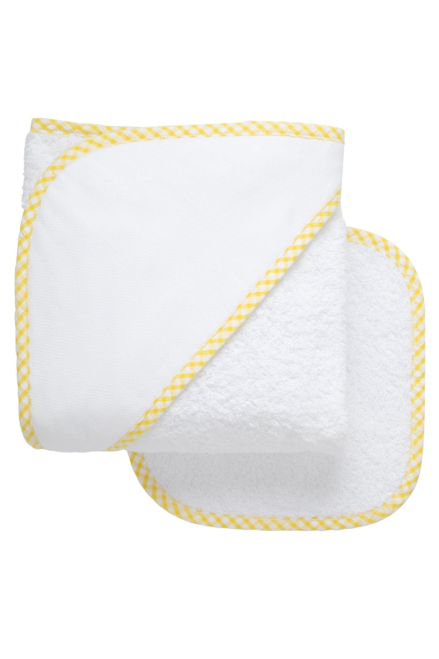 3 Marthas Big Check Trim Hooded Towel & Washcloth Set in Yellow 