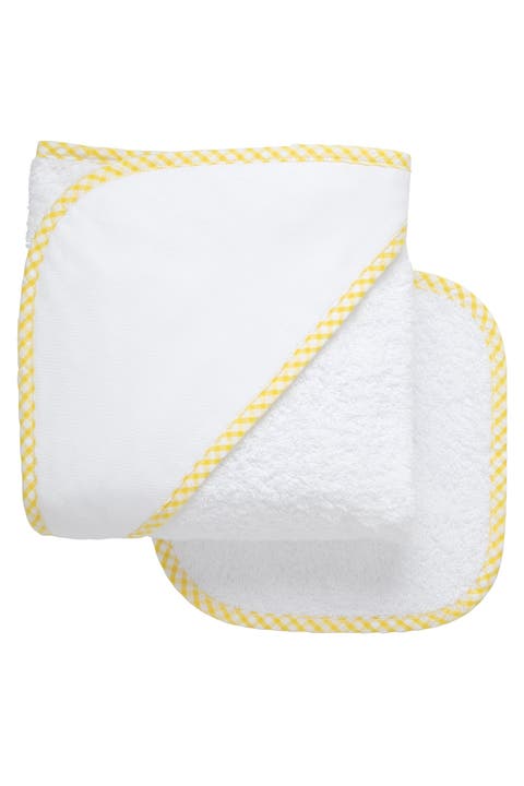 Big Check Trim Hooded Towel & Washcloth Set (Baby & Toddler)