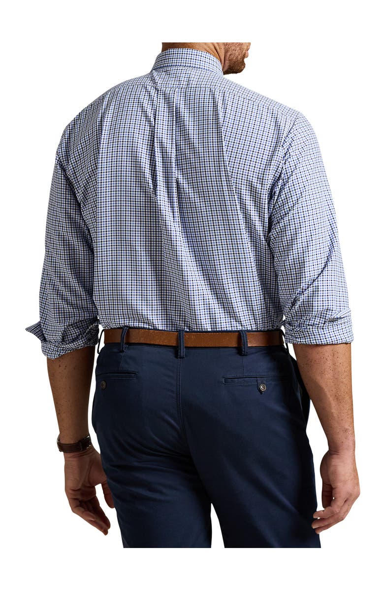 Polo Ralph Lauren Big & Tall Performance Oxford Gingham Sport Shirt, Alternate, color, White Blue