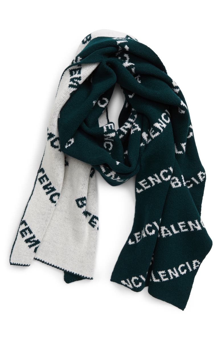 Balenciaga Logo Wool Blend Scarf, Alternate, color,