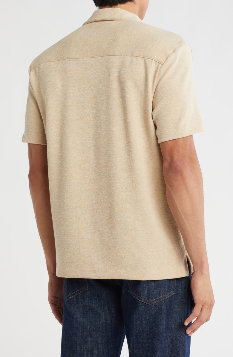DENIM AND FLOWER Textured Camp Shirt, Alternate, color, Sand