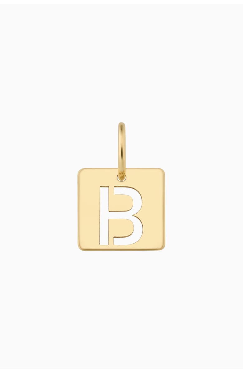 Oradina 14K Yellow Gold Initial Tile Pendant Charm, Main, color, Letter B