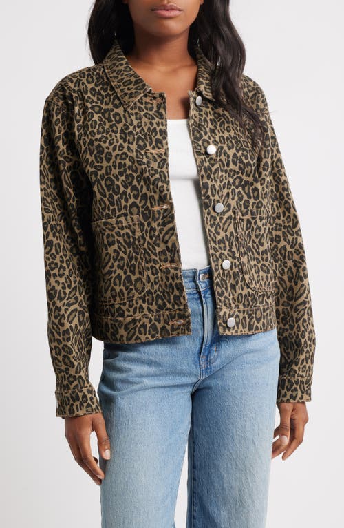 Ptcl Leopard Print Denim Trucker Jacket In Brown