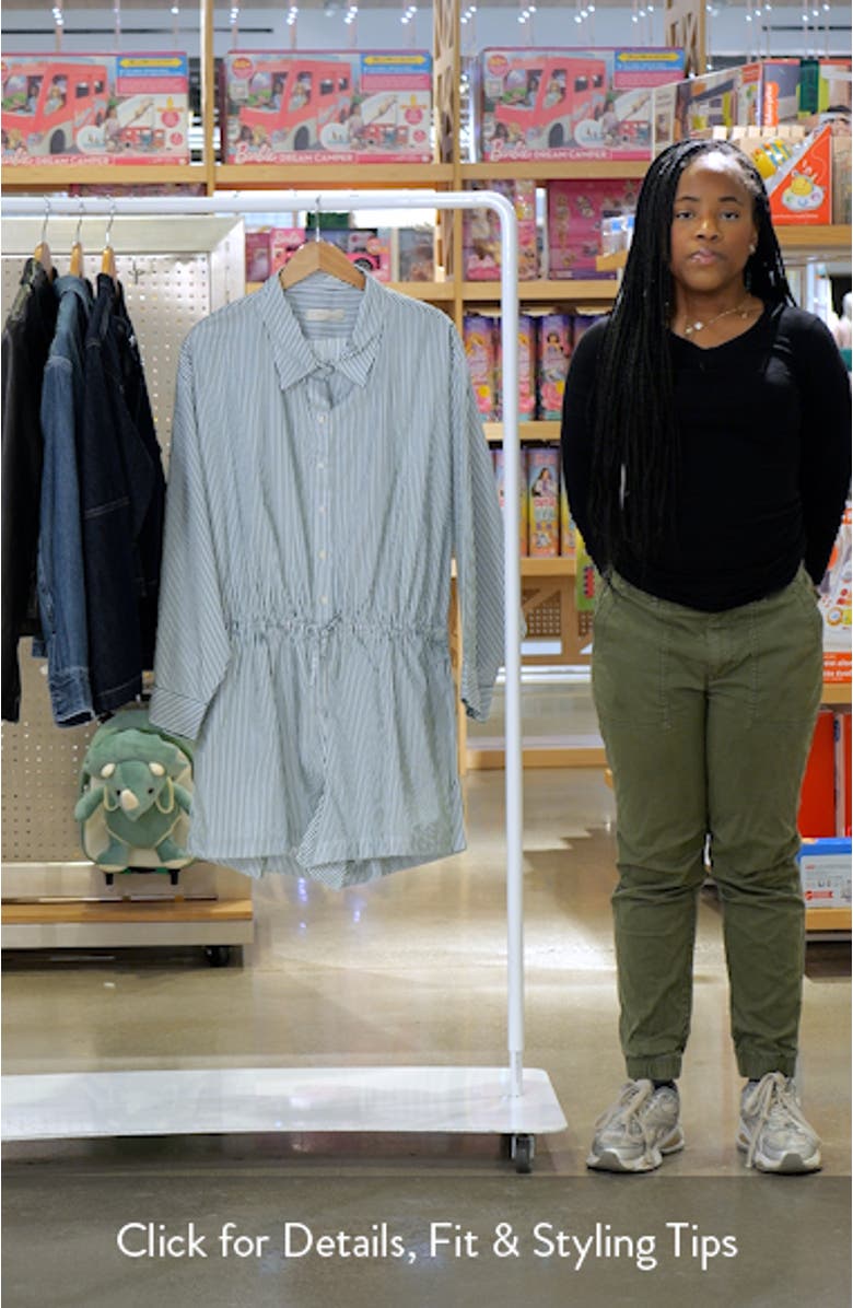 Freja Stripe Long Sleeve Stretch Cotton Playsuit, sales video thumbnail