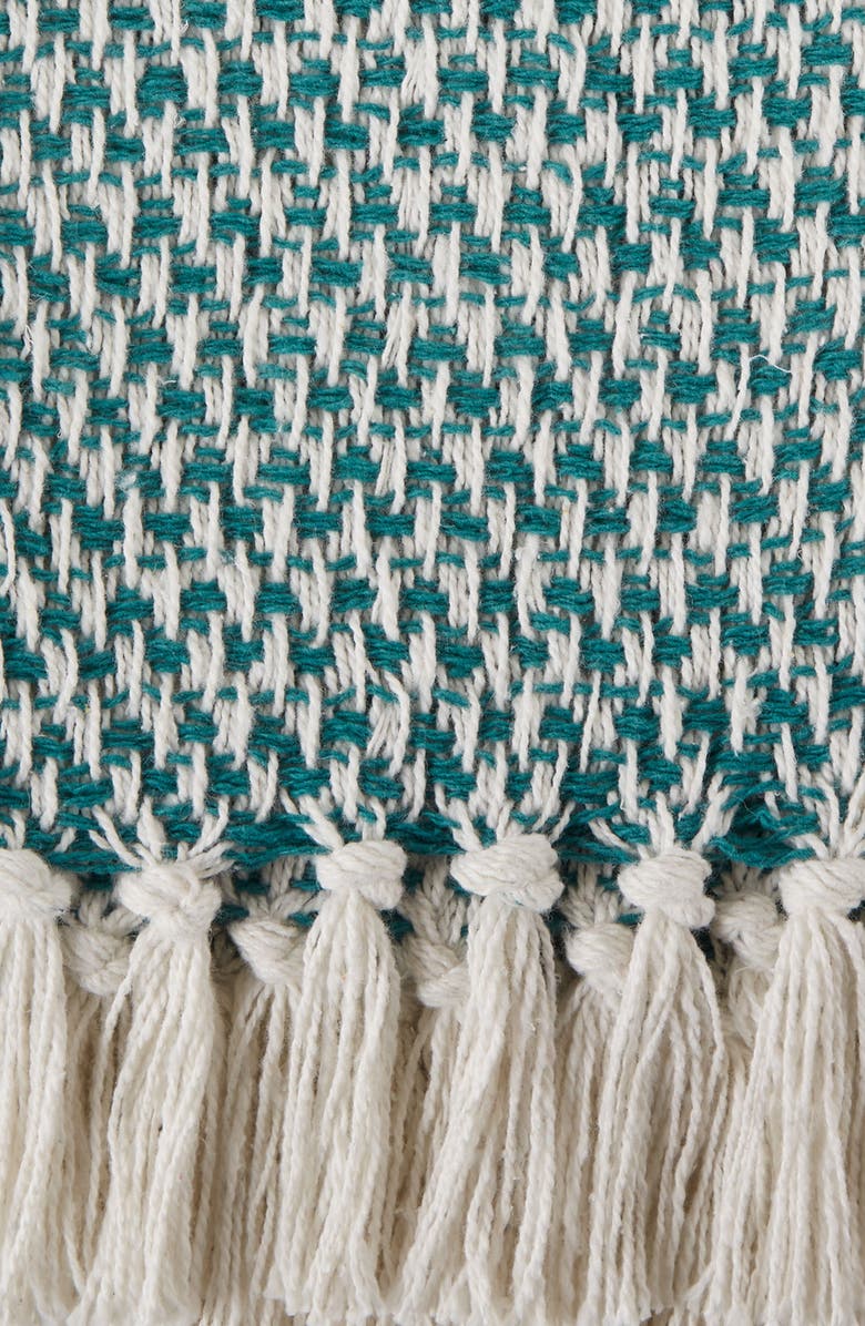 Design Imports Tassel Woven Cotton Throw Blanket, Alternate, color, Green