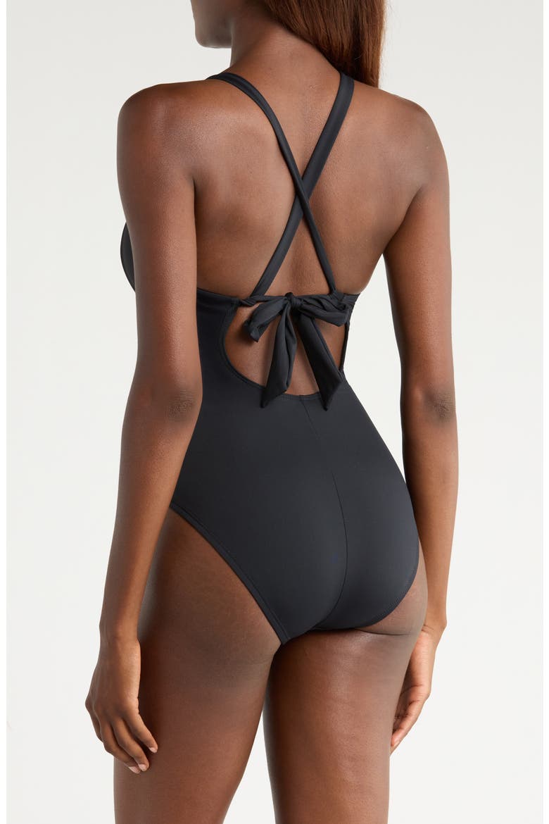 Island Goddess Convertible High Neck One-Piece Swimsuit, Alternate, color, BLACK