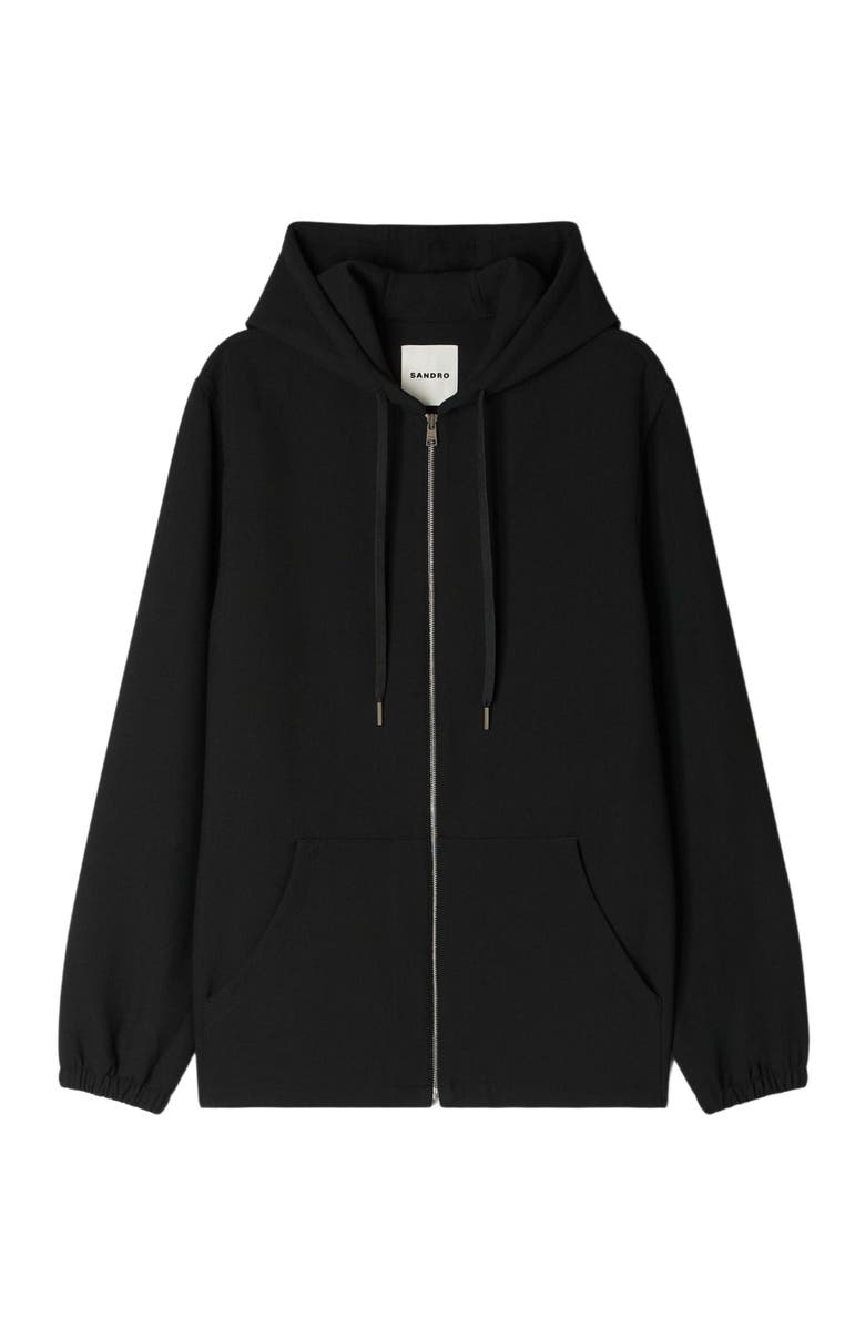 SANDRO Hooded shirt jacket, Main, color, Black