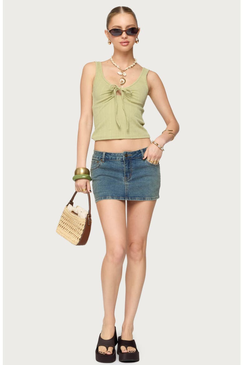 Yarah Keyhole Crop Rib Tank, Alternate, color, SAGE