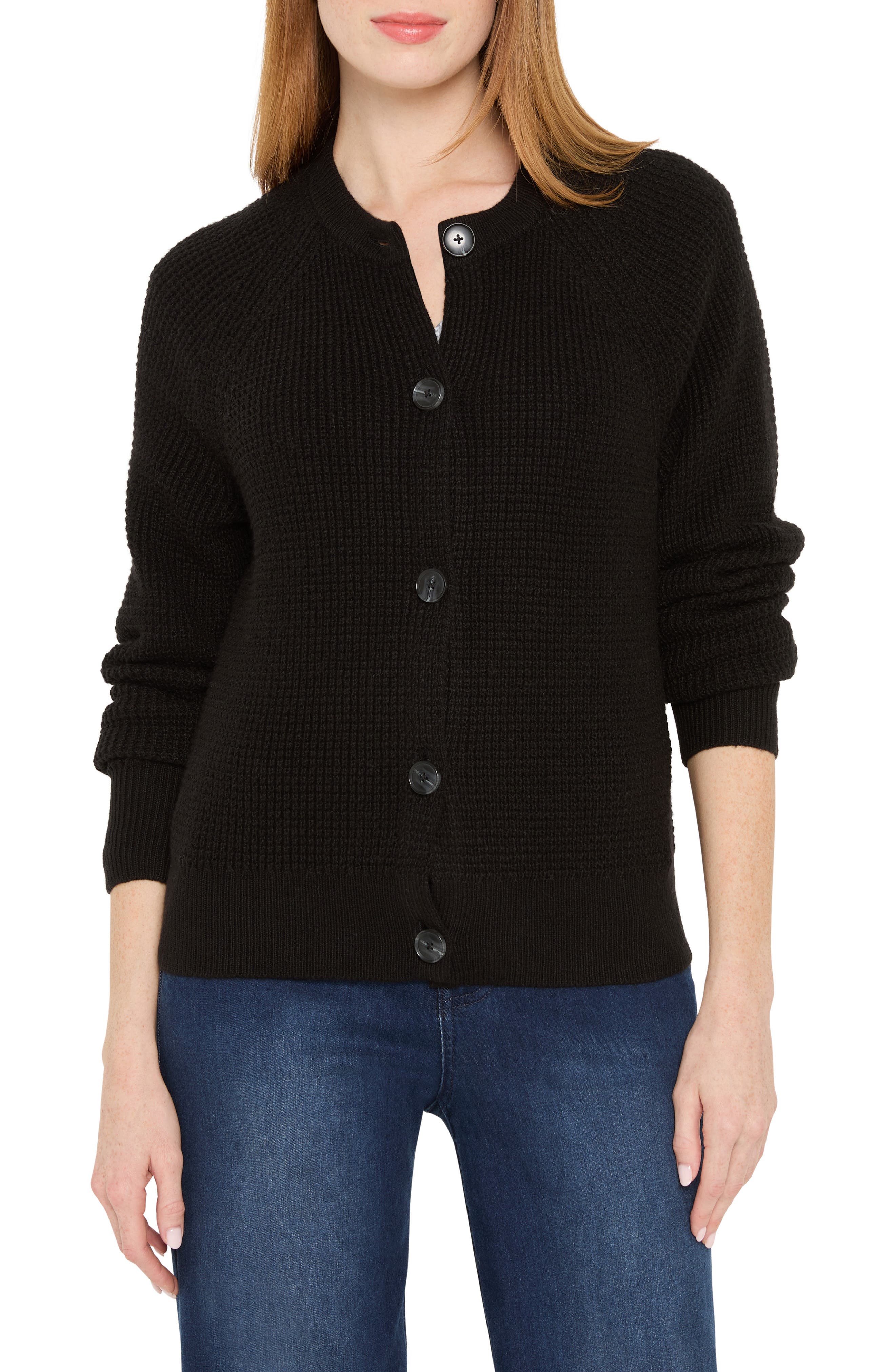 Waffle Stitch Cotton Blend Cardigan