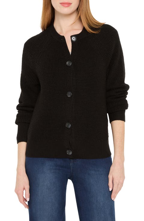 Waffle Stitch Cotton Blend Cardigan (Regular & Petite)