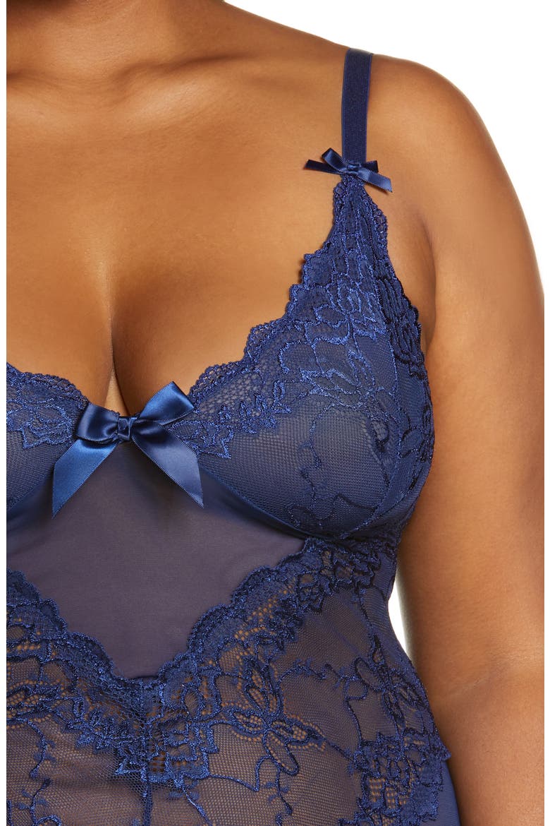 Valentine Soft Cup Babydoll Chemise & G-String Thong, Alternate, color, ESTATE BLUE