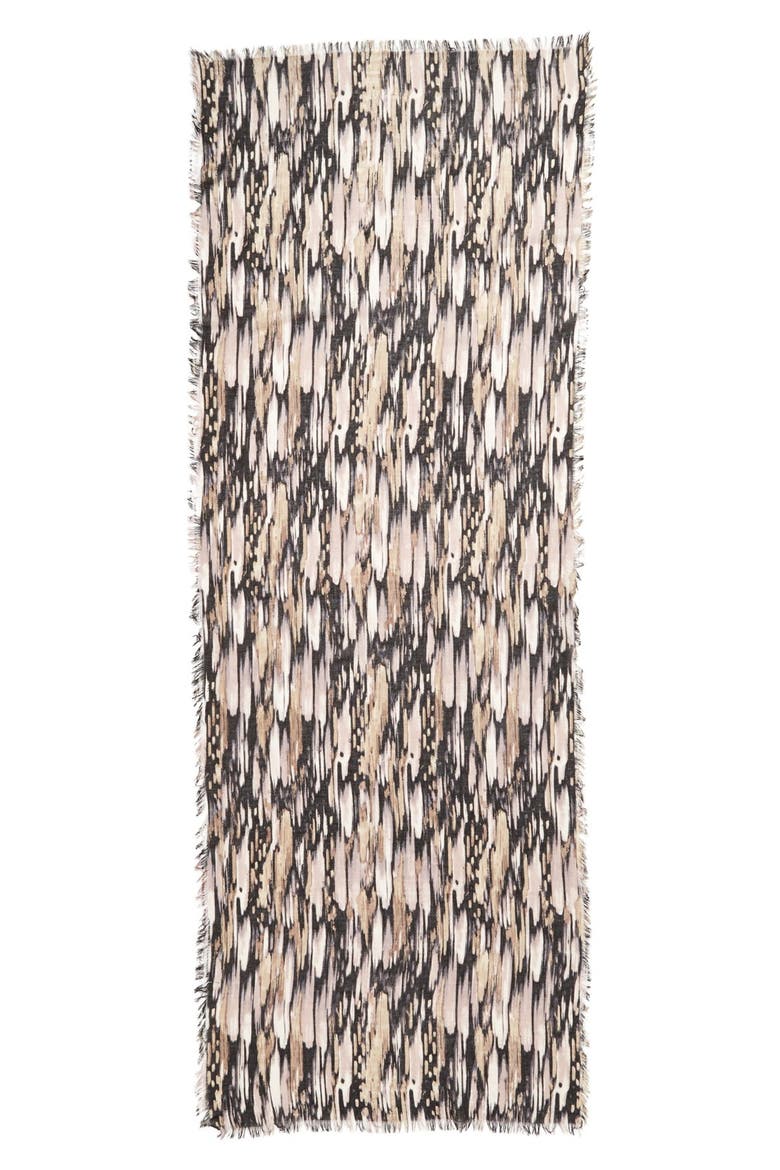 'Brushstrokes' Cashmere & Silk Blend Scarf, Alternate, color, BLACK COMBO