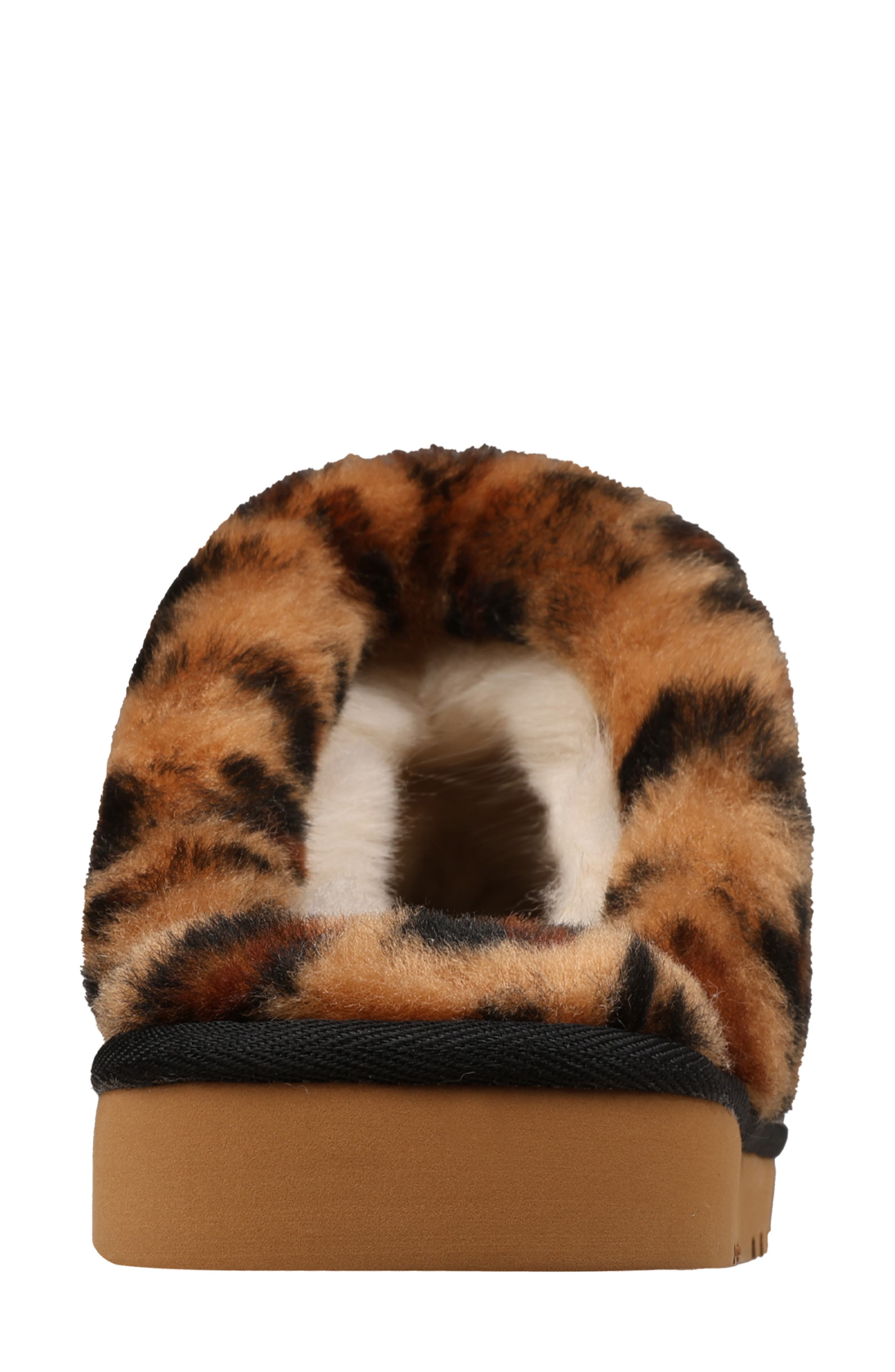 Mykos Genuine Shearling Suede Slipper, Alternate, color, Black/ Leopard