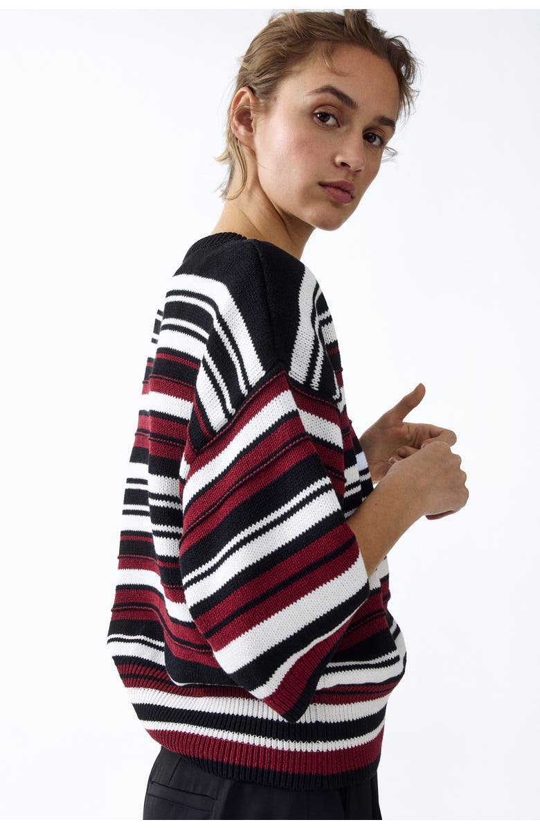 H&M Short-sleeved Jumper, Alternate, color, Navy Blue/Striped