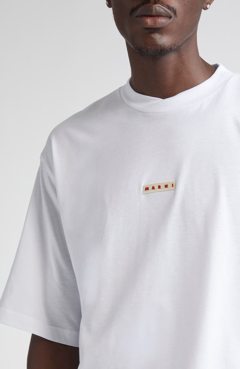Marni Logo Tag Cotton T-Shirt, Alternate, color, Lily/ White