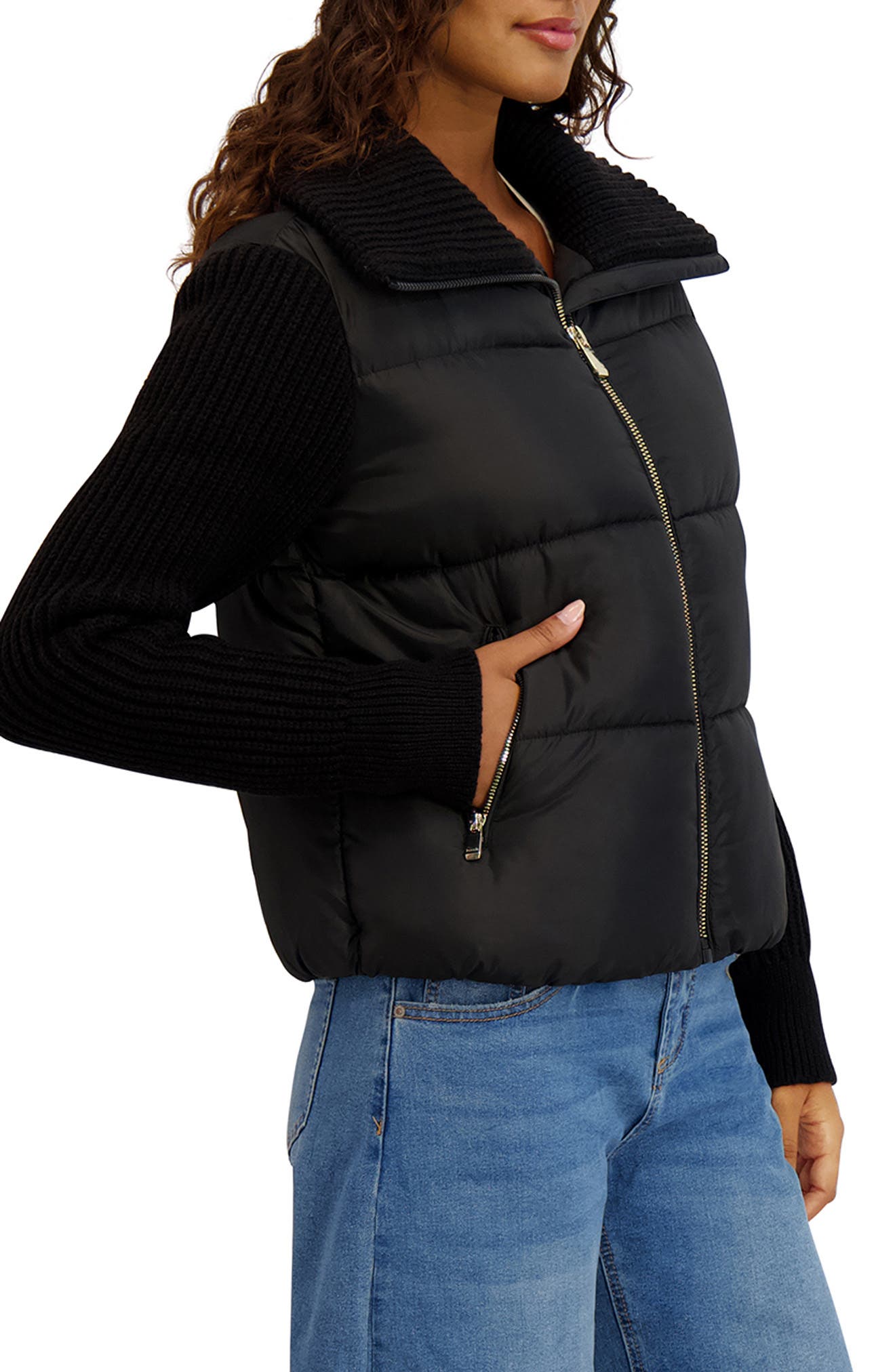 Kensie Knit Sleeve Quilted Core Jacket (Women) | Nordstromrack