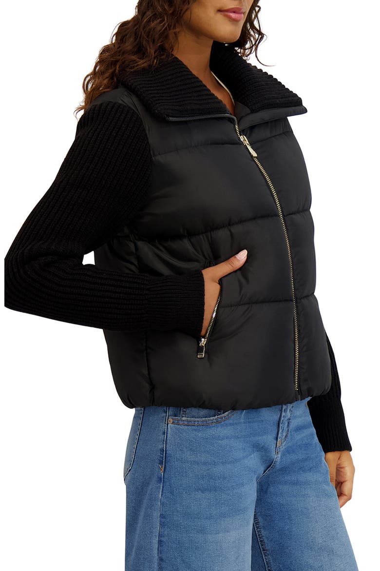 Knit Sleeve Quilted Core Jacket, Alternate, color, BLACK