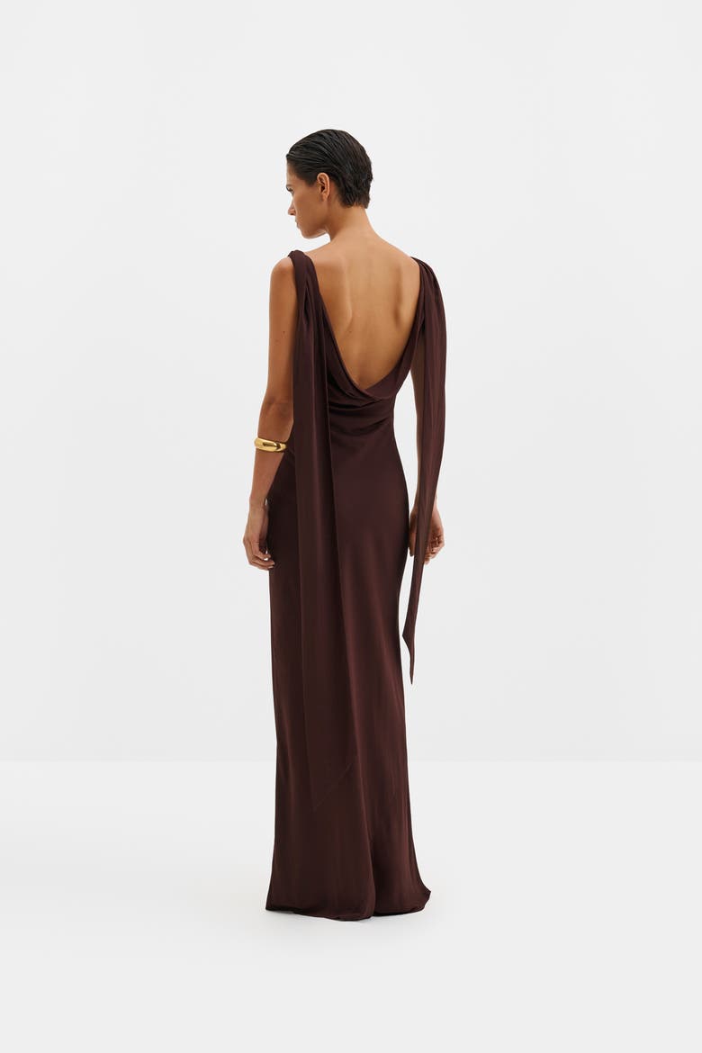 Vida Cowl Neck Scarf Maxi Dress, Alternate, color, Espresso