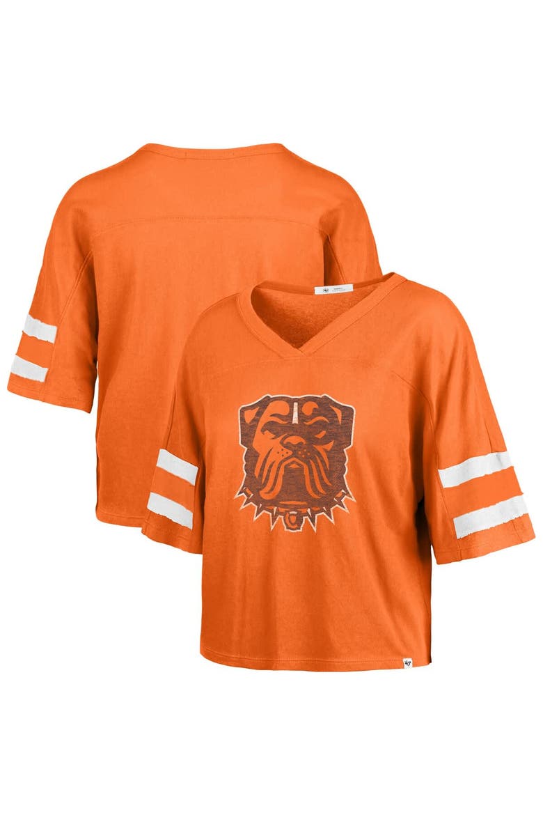 Women's '47 Orange Cleveland Browns Premier Scout Cropped V-Neck T-Shirt, Main, color, Orange