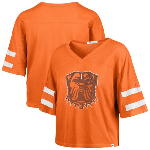 Women's '47 Orange Cleveland Browns Premier Scout Cropped V-Neck T-Shirt