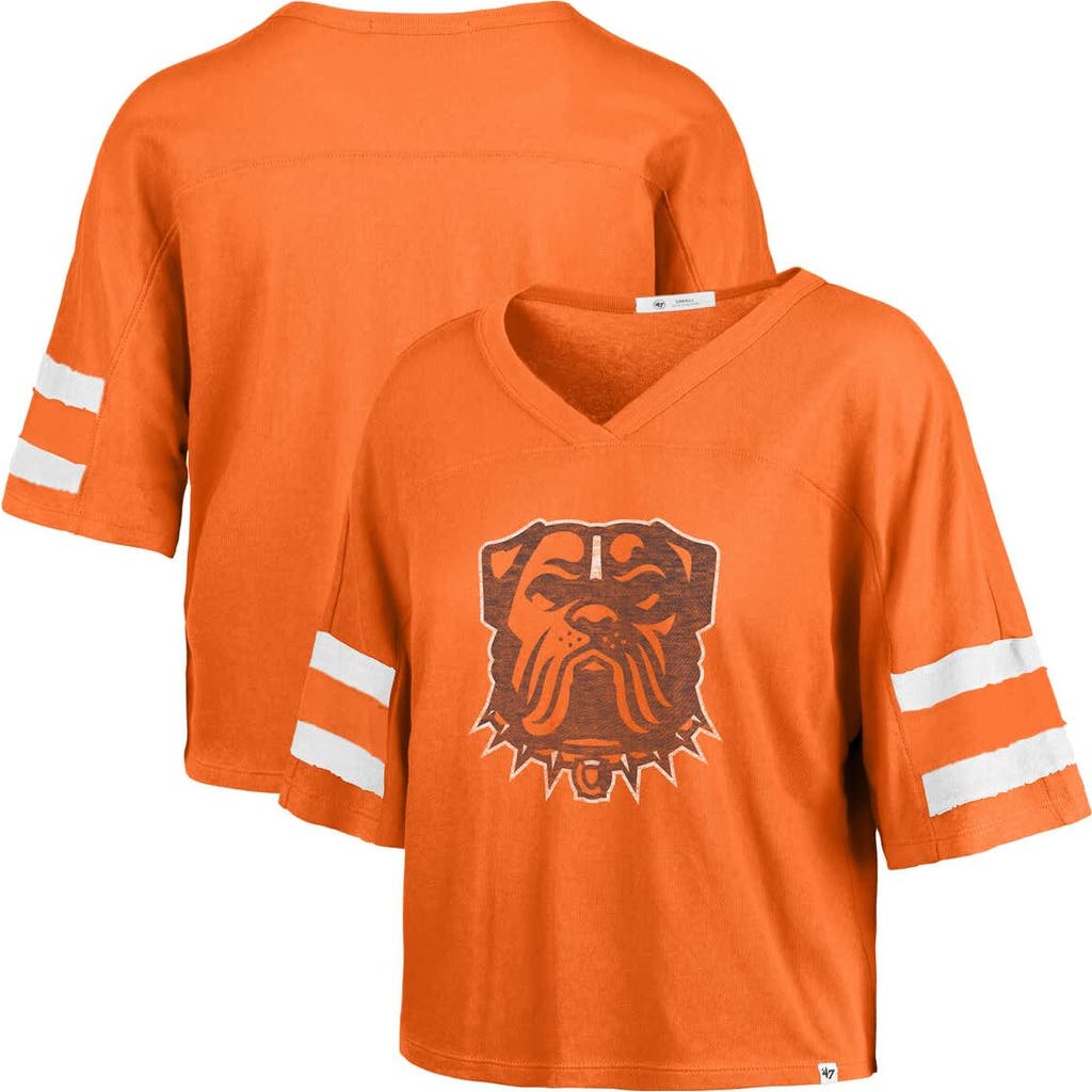 47 Brand '47 Orange Cleveland Browns Premier Scout Cropped V-neck T-shirt In Orange